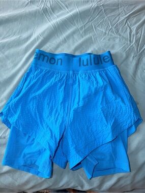 lululemon Electric Blue Elastic Waist Running Shorts